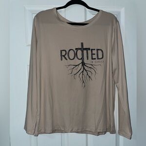 Rooted in Christ Women's Tan Long Sleeve Top